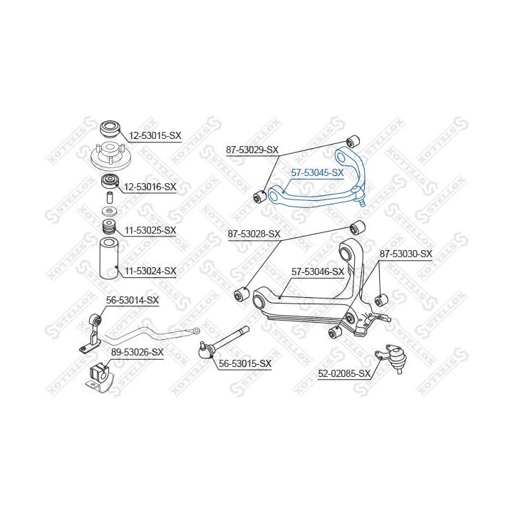 Vikšro valdymo svirtis STELLOX 57-53045-SX