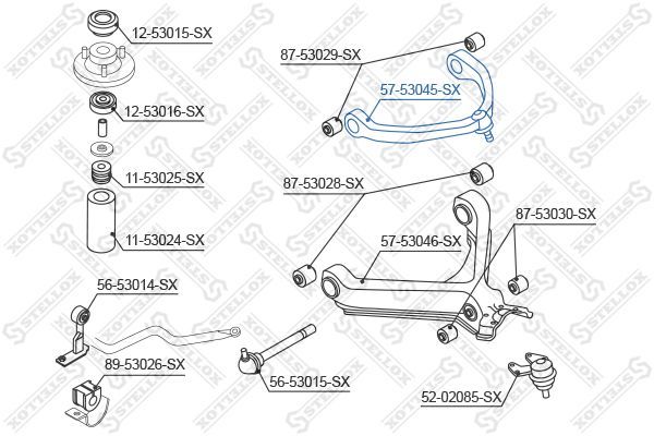 Vikšro valdymo svirtis STELLOX 57-53045-SX