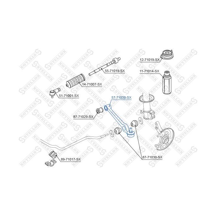 Vikšro valdymo svirtis STELLOX 57-71038-SX
