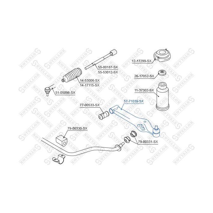 Vikšro valdymo svirtis STELLOX 57-71039-SX