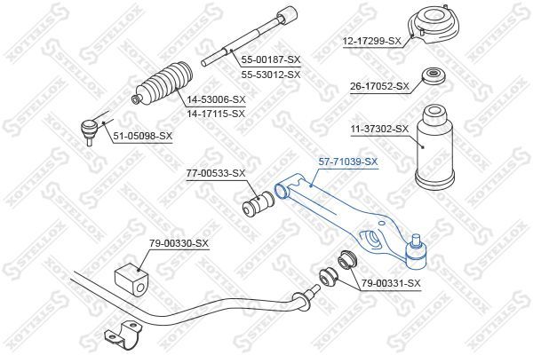Vikšro valdymo svirtis STELLOX 57-71039-SX