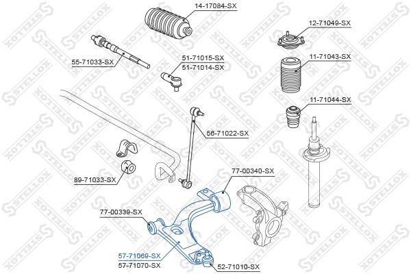 Vikšro valdymo svirtis STELLOX 57-71069-SX