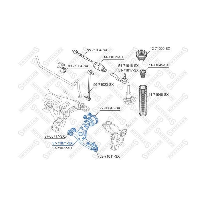 Vikšro valdymo svirtis STELLOX 57-71071-SX