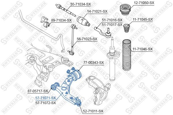 Vikšro valdymo svirtis STELLOX 57-71071-SX