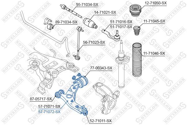 Vikšro valdymo svirtis STELLOX 57-71072-SX