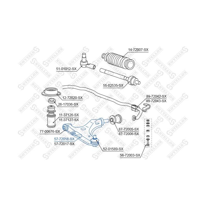 Vikšro valdymo svirtis STELLOX 57-72018-SX
