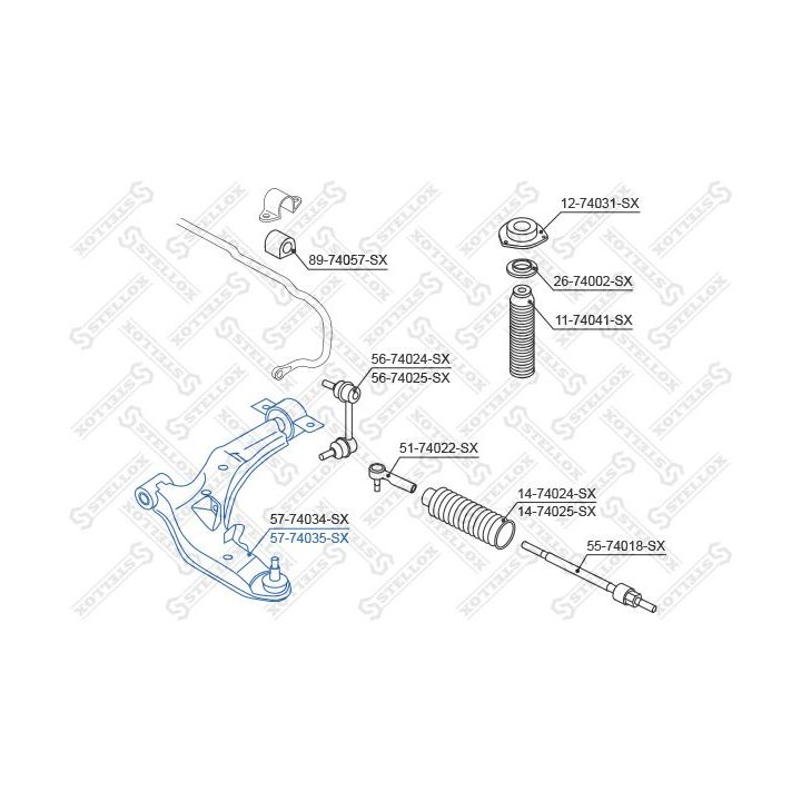 Vikšro valdymo svirtis STELLOX 57-74035-SX