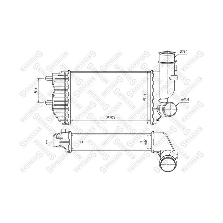 Tarpinis suslėgto oro aušintuvas, kompresorius STELLOX 10-40080-SX