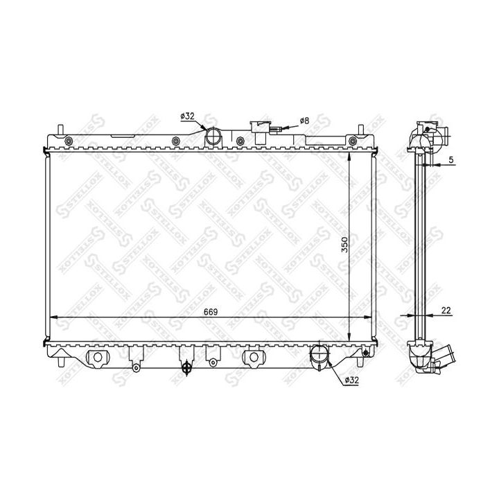 Radiatorius, variklio aušinimas STELLOX 10-25032-SX
