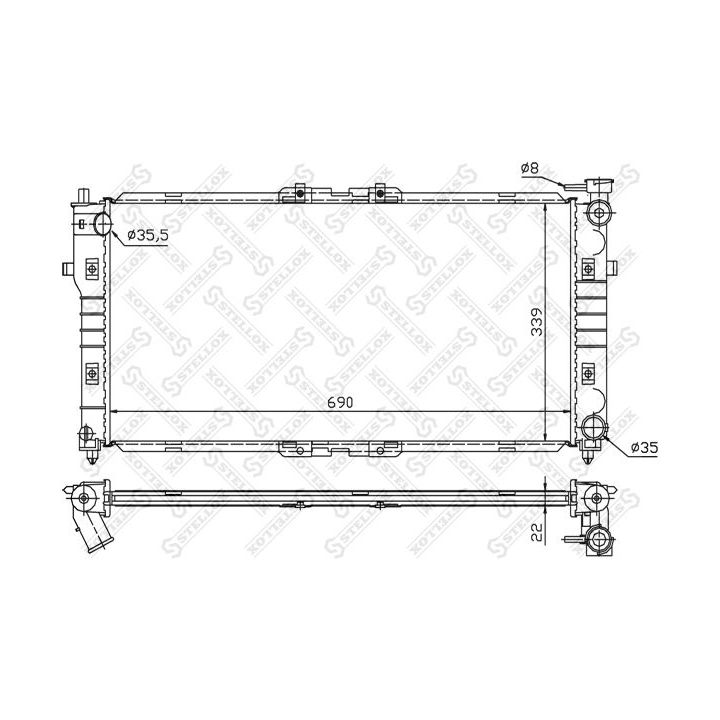 Radiatorius, variklio aušinimas STELLOX 10-25033-SX