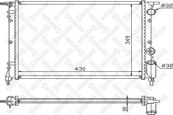 Radiatorius, variklio aušinimas STELLOX 10-25106-SX