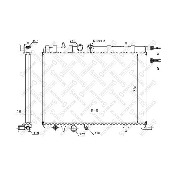 Radiatorius, variklio aušinimas STELLOX 10-25177-SX