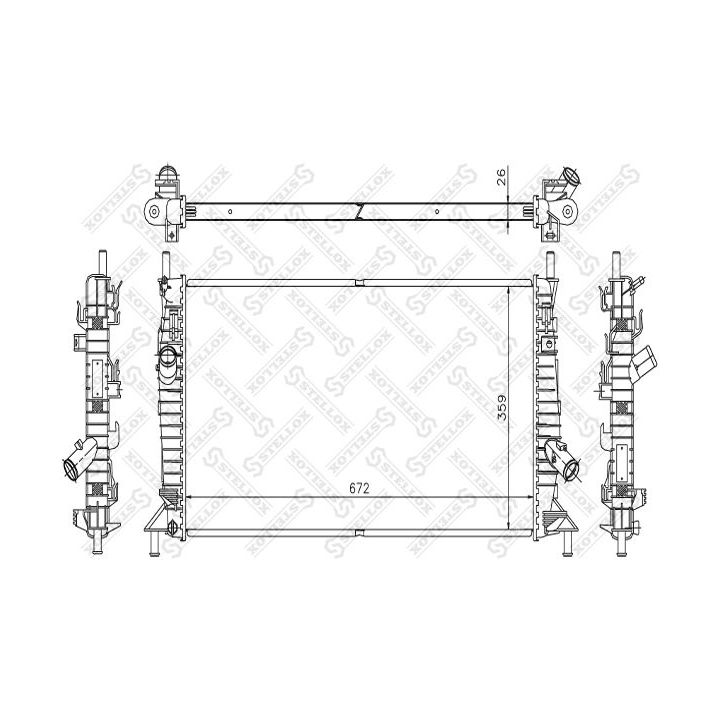 Radiatorius, variklio aušinimas STELLOX 10-25182-SX