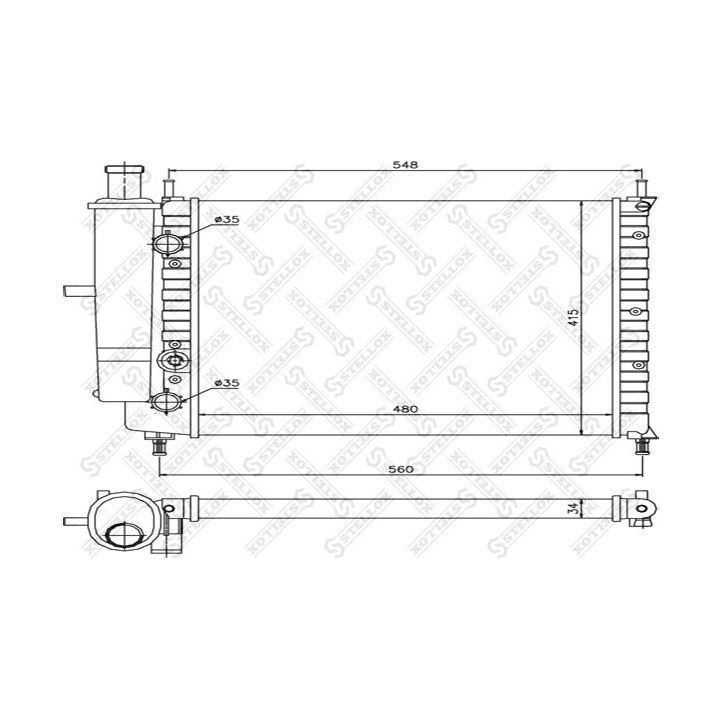 Radiatorius, variklio aušinimas STELLOX 10-25210-SX