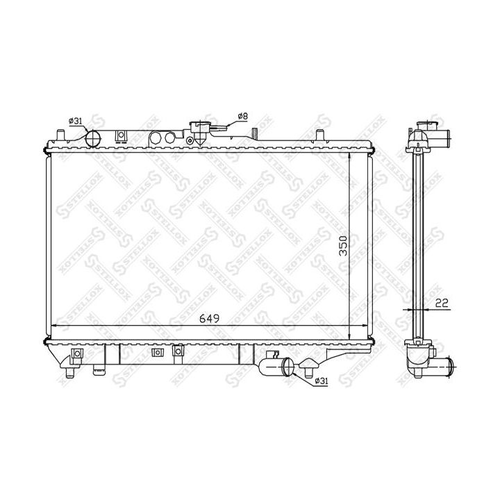 Radiatorius, variklio aušinimas STELLOX 10-25218-SX