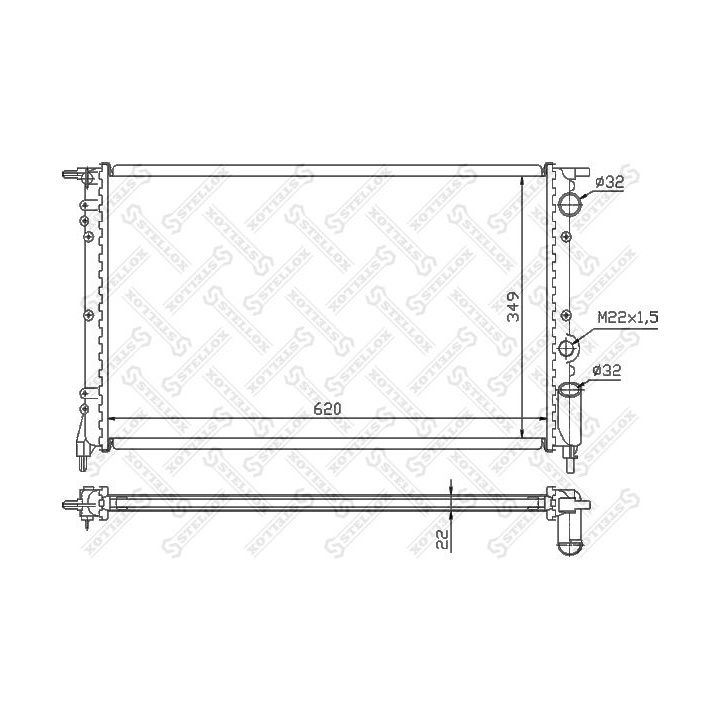 Radiatorius, variklio aušinimas STELLOX 10-25235-SX