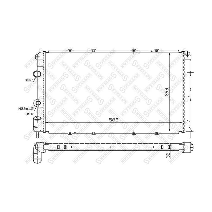 Radiatorius, variklio aušinimas STELLOX 10-25237-SX