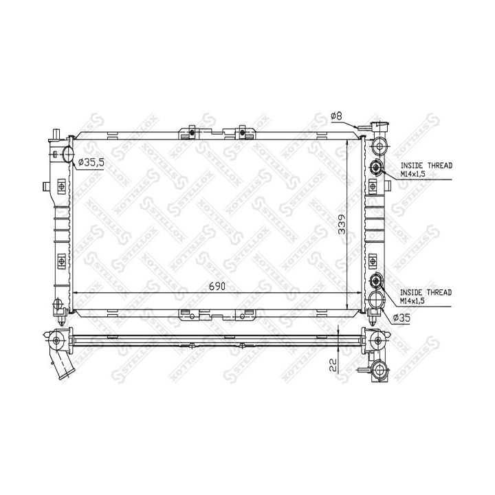 Radiatorius, variklio aušinimas STELLOX 10-25254-SX