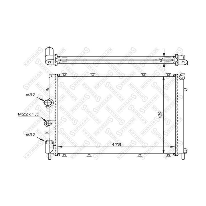Radiatorius, variklio aušinimas STELLOX 10-25264-SX