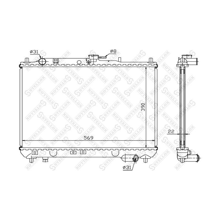 Radiatorius, variklio aušinimas STELLOX 10-25292-SX