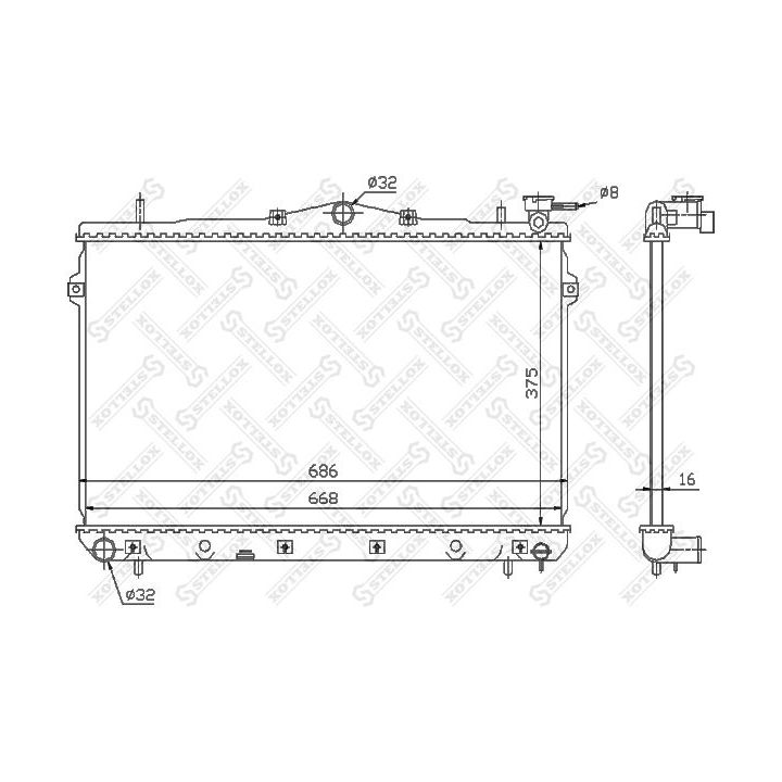Radiatorius, variklio aušinimas STELLOX 10-25304-SX