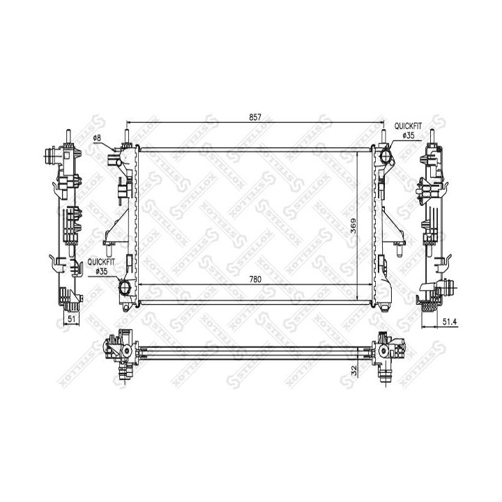 Radiatorius, variklio aušinimas STELLOX 10-25355-SX
