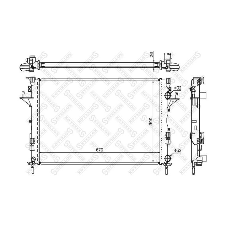 Radiatorius, variklio aušinimas STELLOX 10-25357-SX
