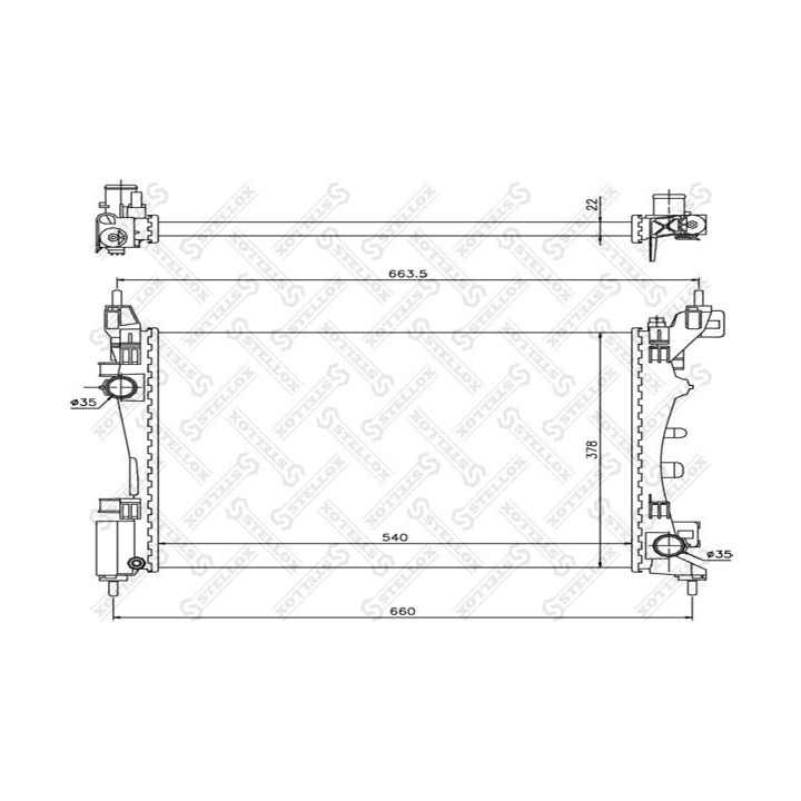 Radiatorius, variklio aušinimas STELLOX 10-25366-SX