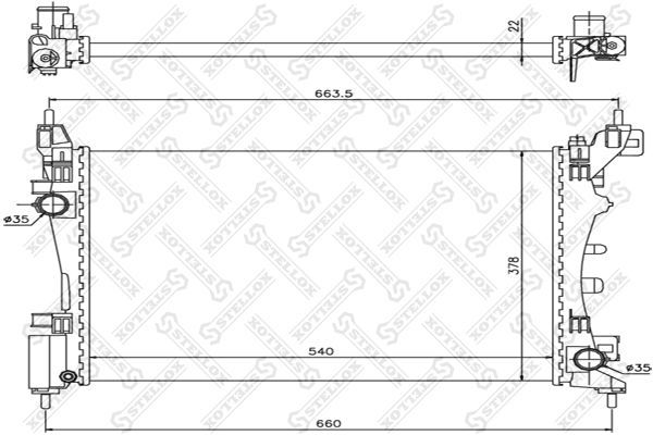 Radiatorius, variklio aušinimas STELLOX 10-25366-SX