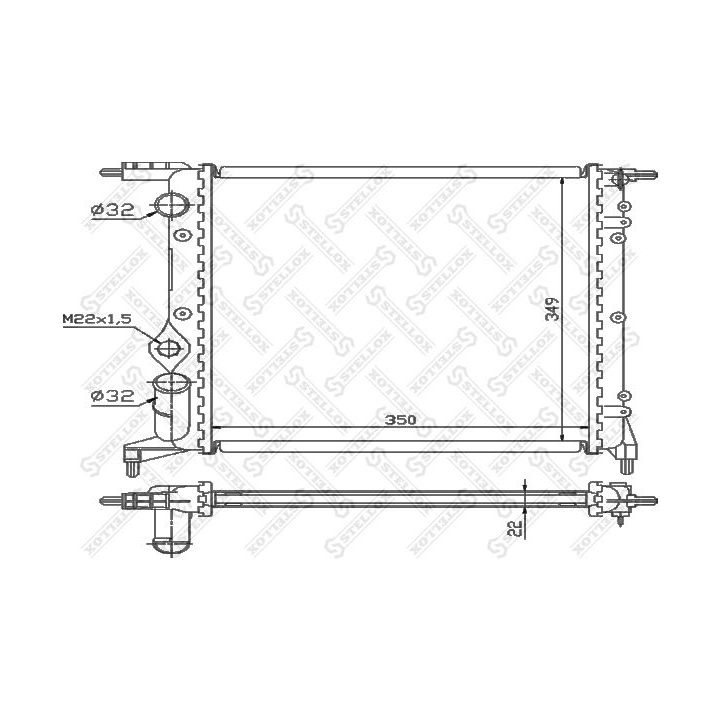 Radiatorius, variklio aušinimas STELLOX 10-25371-SX