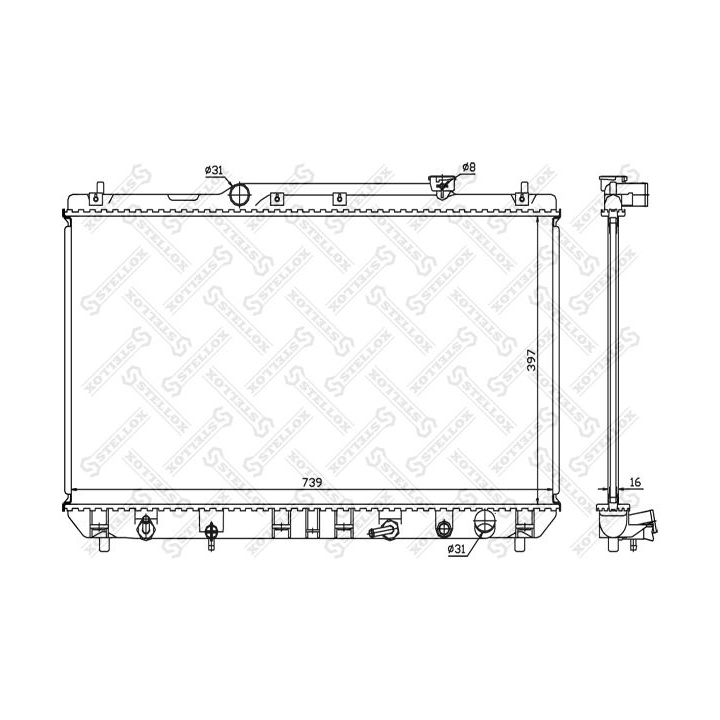 Radiatorius, variklio aušinimas STELLOX 10-25383-SX