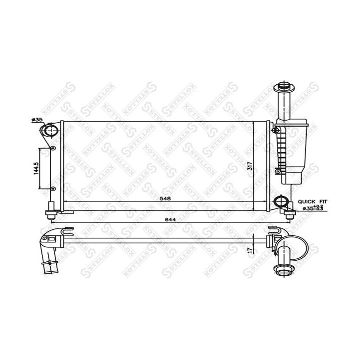Radiatorius, variklio aušinimas STELLOX 10-25406-SX