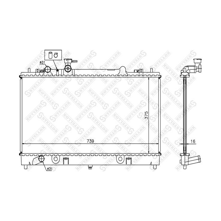 Radiatorius, variklio aušinimas STELLOX 10-25418-SX