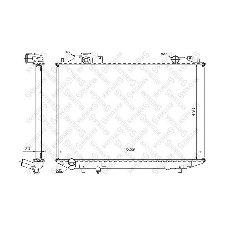Radiatorius, variklio aušinimas STELLOX 10-25474-SX