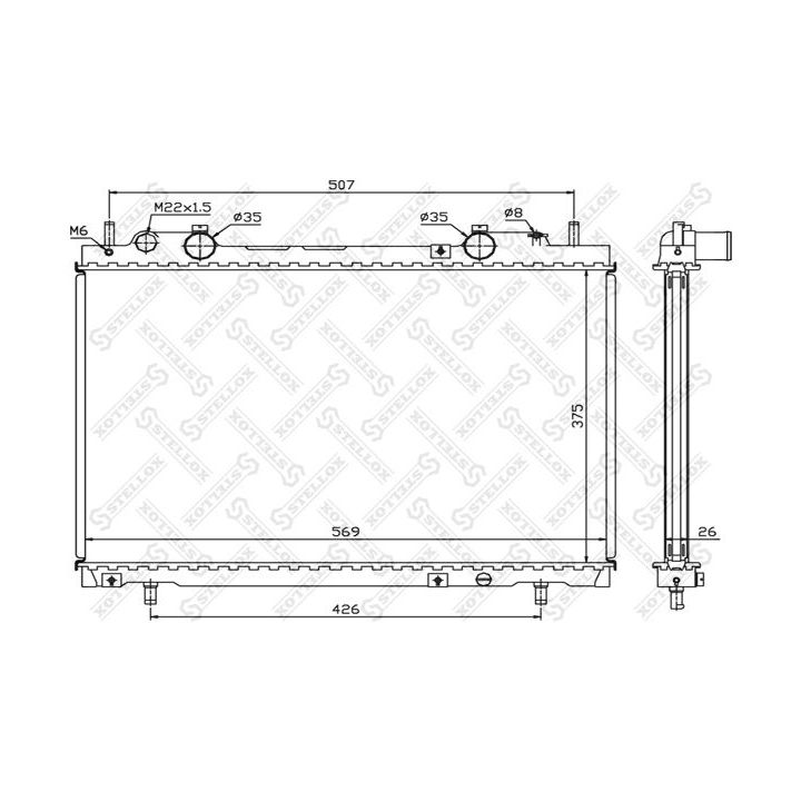 Radiatorius, variklio aušinimas STELLOX 10-25692-SX