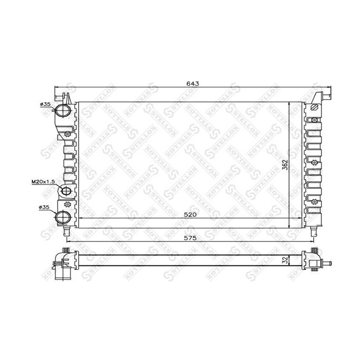 Radiatorius, variklio aušinimas STELLOX 10-25734-SX