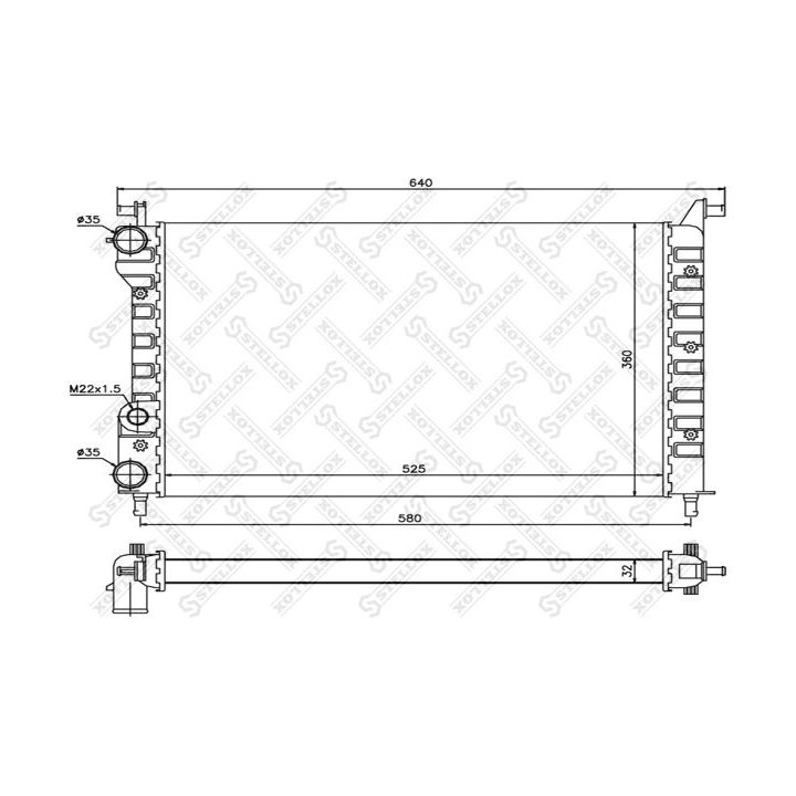Radiatorius, variklio aušinimas STELLOX 10-25735-SX