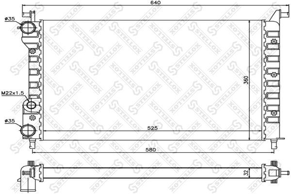 Radiatorius, variklio aušinimas STELLOX 10-25735-SX