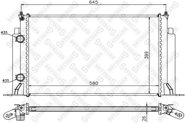 Radiatorius, variklio aušinimas STELLOX 10-25758-SX