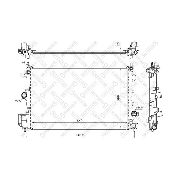 Radiatorius, variklio aušinimas STELLOX 10-25769-SX