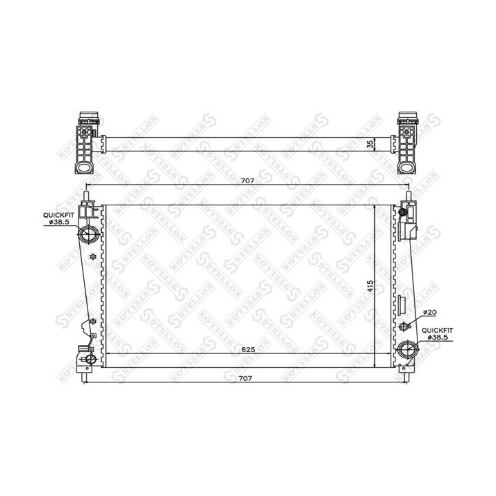 Radiatorius, variklio aušinimas STELLOX 10-25770-SX