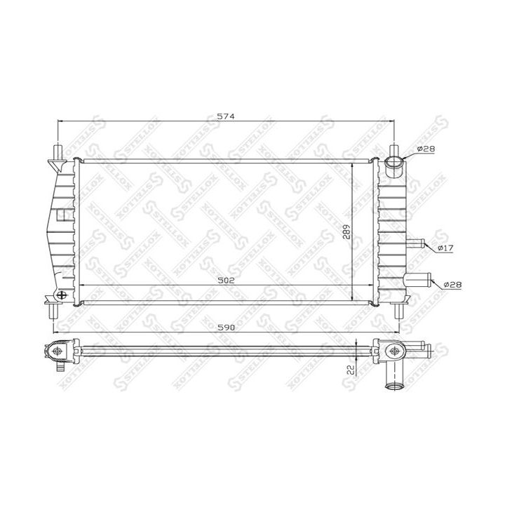 Radiatorius, variklio aušinimas STELLOX 10-25799-SX