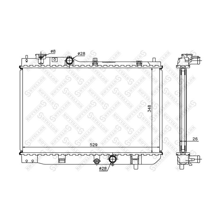 Radiatorius, variklio aušinimas STELLOX 10-25840-SX