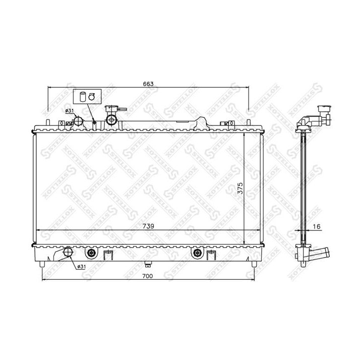 Radiatorius, variklio aušinimas STELLOX 10-25852-SX