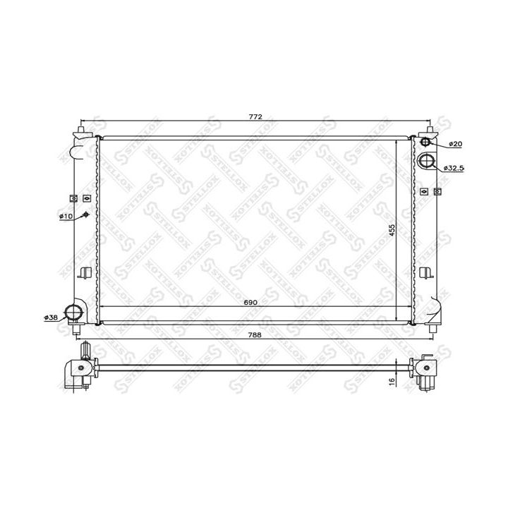 Radiatorius, variklio aušinimas STELLOX 10-25855-SX