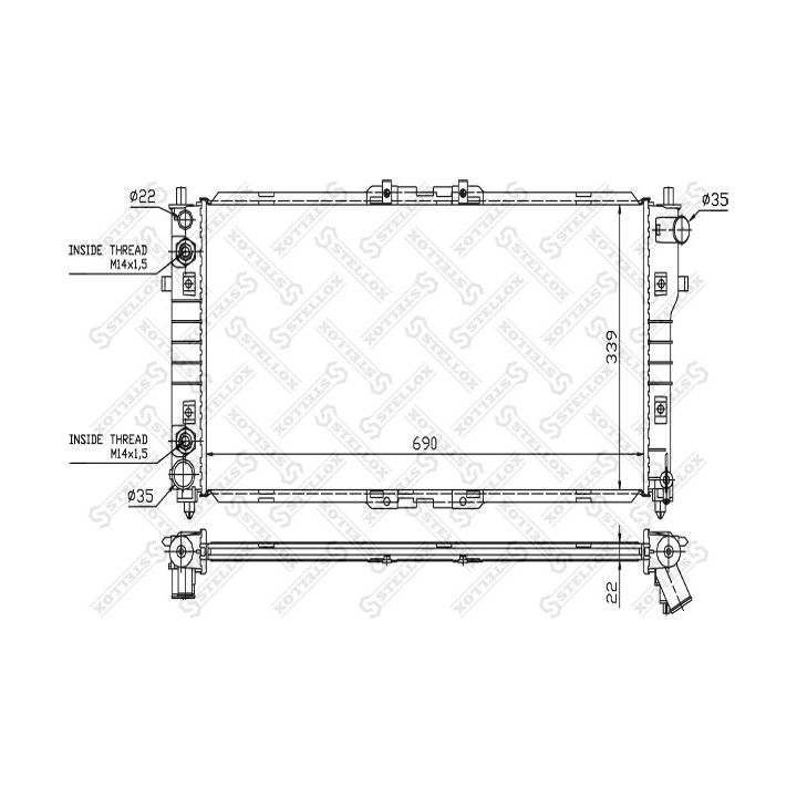 Radiatorius, variklio aušinimas STELLOX 10-25858-SX