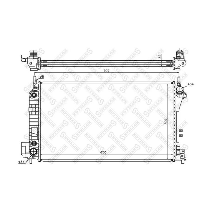 Radiatorius, variklio aušinimas STELLOX 10-26001-SX