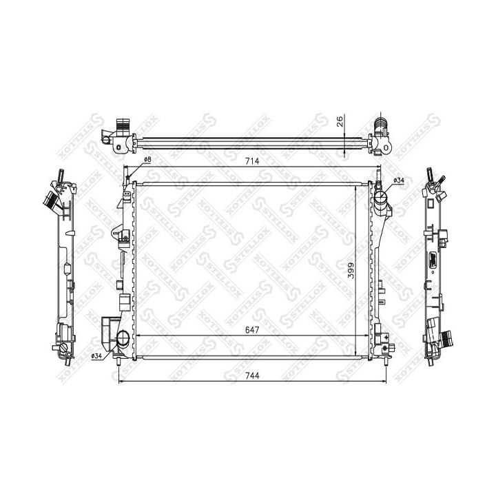Radiatorius, variklio aušinimas STELLOX 10-26002-SX