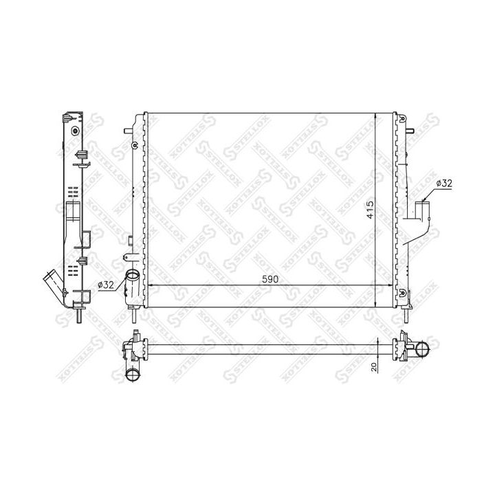 Radiatorius, variklio aušinimas STELLOX 10-26163-SX
