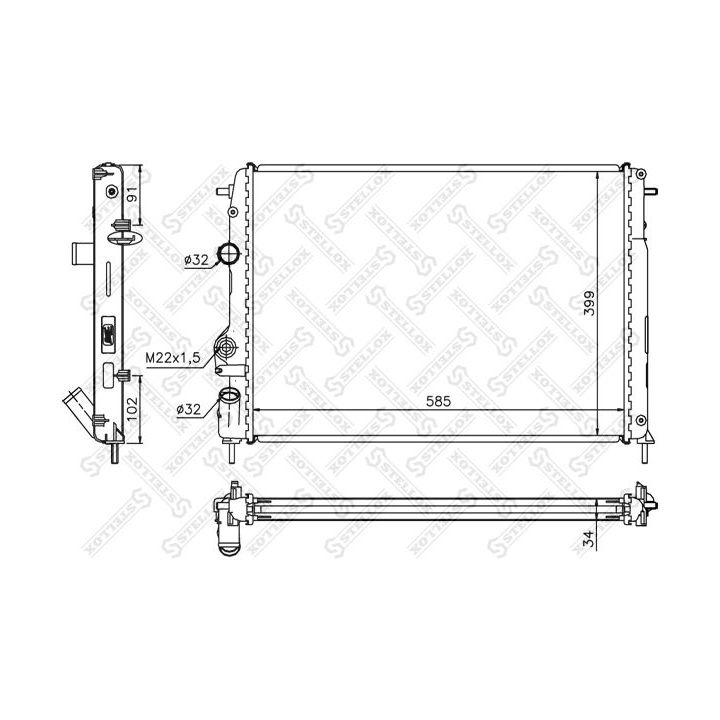 Radiatorius, variklio aušinimas STELLOX 10-26174-SX